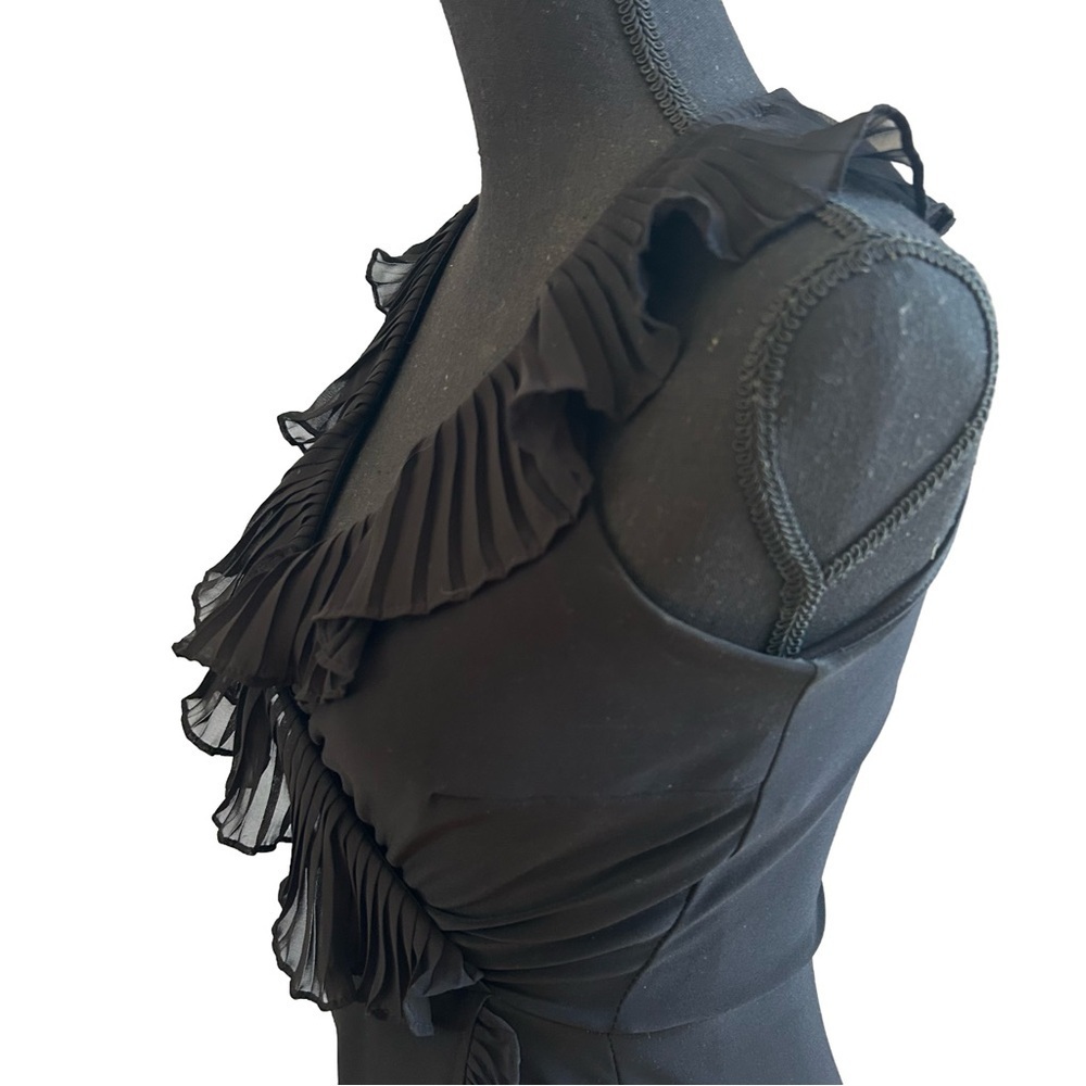 White House Black Market Black Sleeveless Wrap Dress with Ruffle Detail. Size 8 - Picture 4 of 5